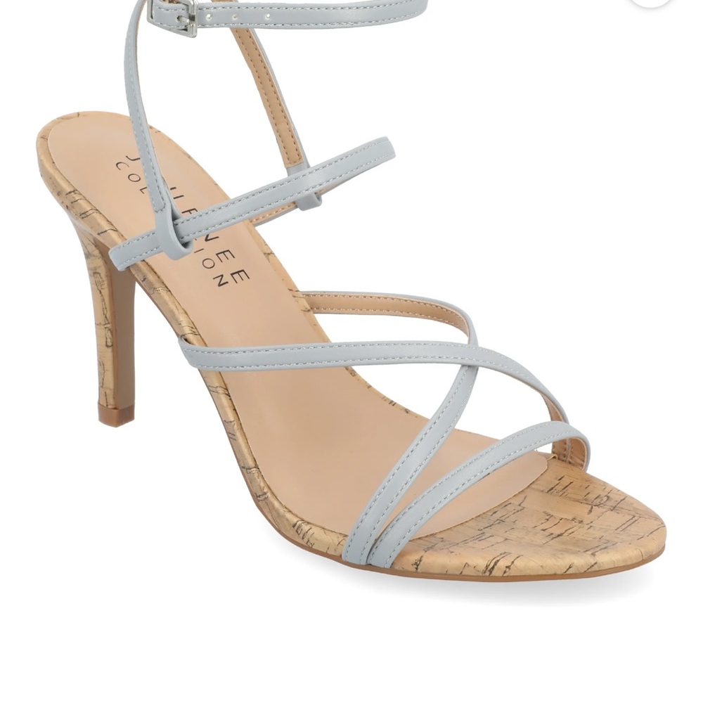 Journee Collection Women's Light Gray Strappy Heels - Picture 1 of 5
